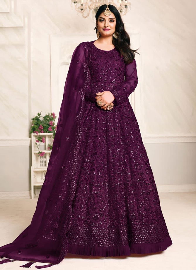 Purple Colour Aanaya Vol 121 New latest Designer Ethnic Wear Net Anarkali Suit Collection 2103